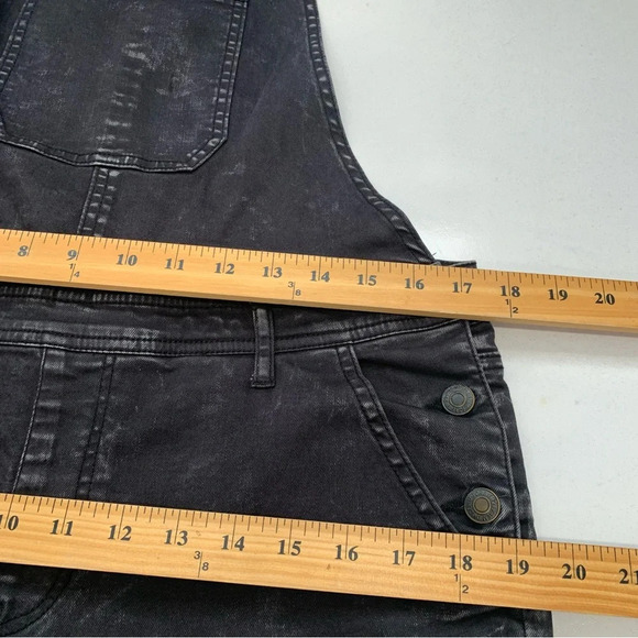 Forever 21 Denim Overalls Women 30 Black Fade Bib Pocket Y2K Western Retro Boho - Picture 11 of 12